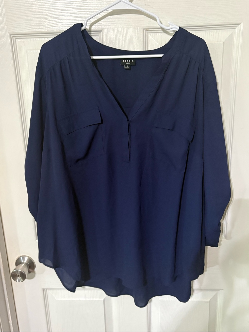 Torrid Navy V-Neck Blouse Sz. 3
